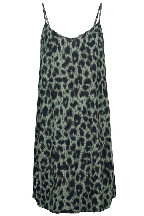 Noční košile, leopardí vzor, výstřih do V, špagetová ramínka