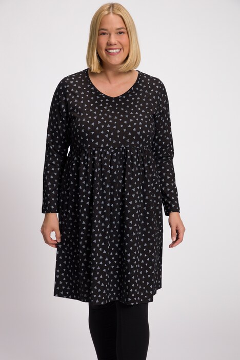 Graphic Print Empire Knit Tunic Pocket Dress