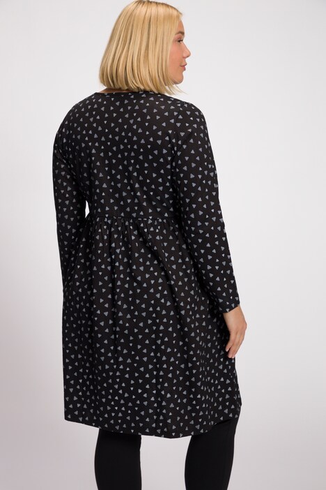 Graphic Print Empire Knit Tunic Pocket Dress