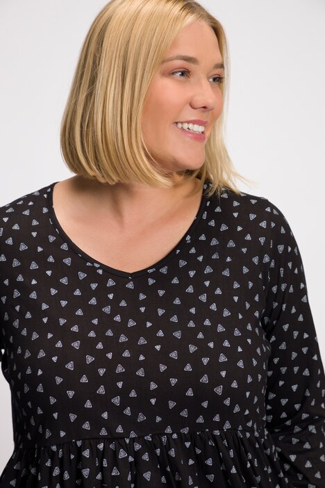 Graphic Print Empire Knit Tunic Pocket Dress