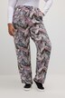 Pantaloni modello Rose in crêpe con piume, taglio della gamba ampio e cintura elastica