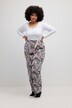 Pantaloni modello Rose in crêpe con piume, taglio della gamba ampio e cintura elastica