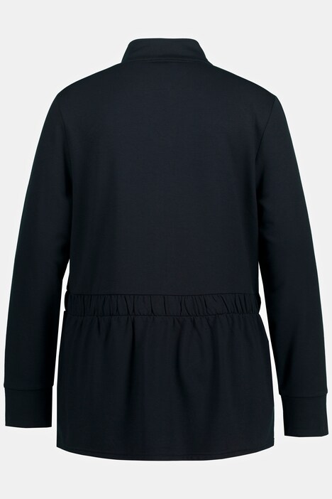 Letter Print Ties Elastic Waist Zip Front Stretch Sweatshirt