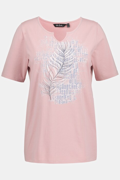 T-shirt, plumes, classique, col rond, manches courtes