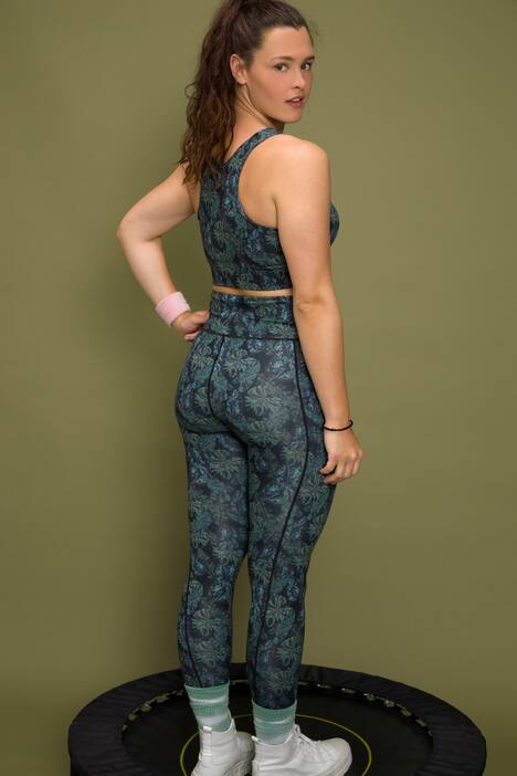 Sport-Tights, Leggings Fit, Leaves Print, Elastikbund