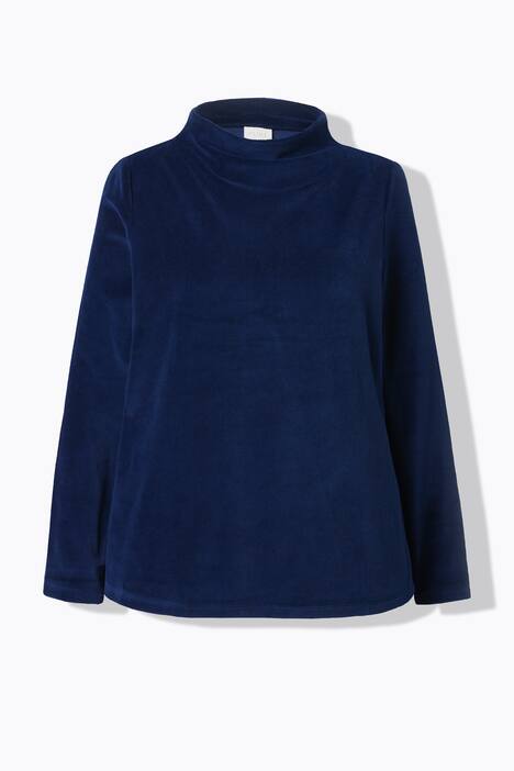 Samt-Sweatshirt, A-Linie, Stehkragen, Langarm