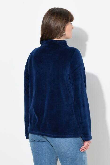 Samt-Sweatshirt, A-Linie, Stehkragen, Langarm
