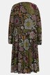 midi jurk, bloemen, tuniekhals, lange mouwen