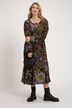 midi jurk, bloemen, tuniekhals, lange mouwen