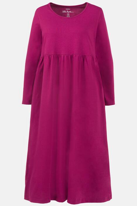 Robe midi en jersey, col rond, manches longues