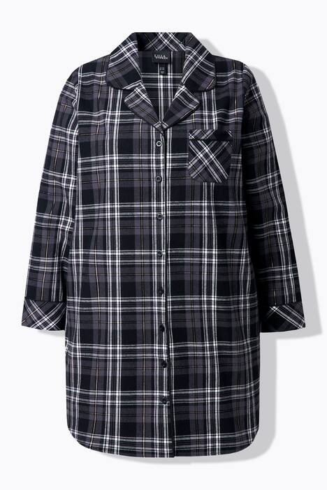 Nachthemd, flanel, ruit, reverskraag, lange mouwen