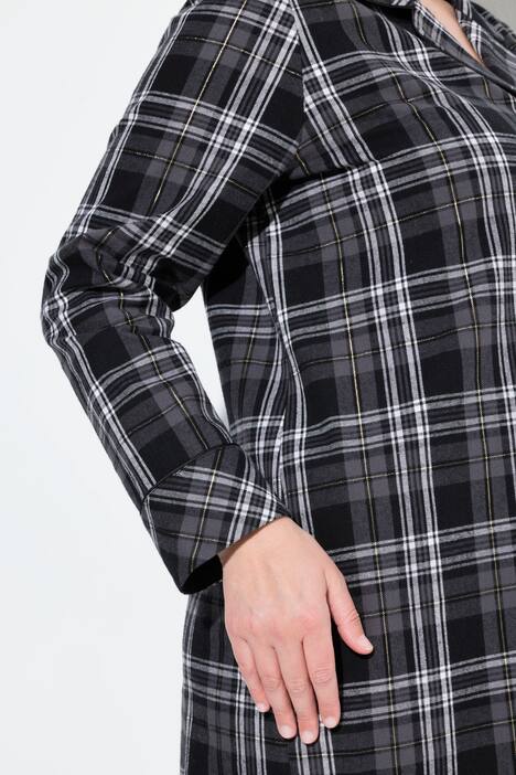 Nachthemd, flanel, ruit, reverskraag, lange mouwen