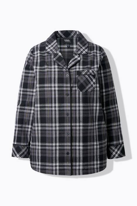 Plaid Button Front Cotton Flannel Pajama Set