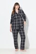 Pysjamas, flanell, ruter, krage med slag, lange ermer