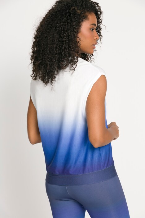 Yoga-T-Shirt, Farbverlauf, Saumknoten, Rundhals, ärmellos