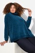 Chenille-Pullover, Oversized, Stehkragen, Langarm