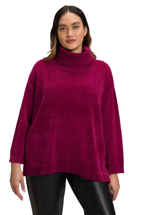 Žinylkový svetr, oversize, stojáček, dlouhé rukávy