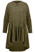 Manšestrové šaty, A střih, tunikový výstřih, dlouhé rukávy