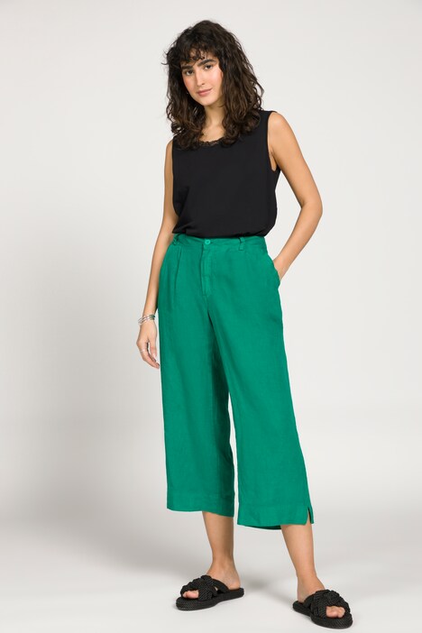 Leinen-Culotte, Bundfalten, weites Bein