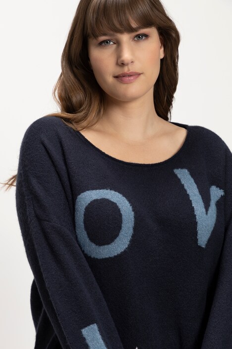 Strickpullover, Schrift, Oversized, Rundhals, Langarm