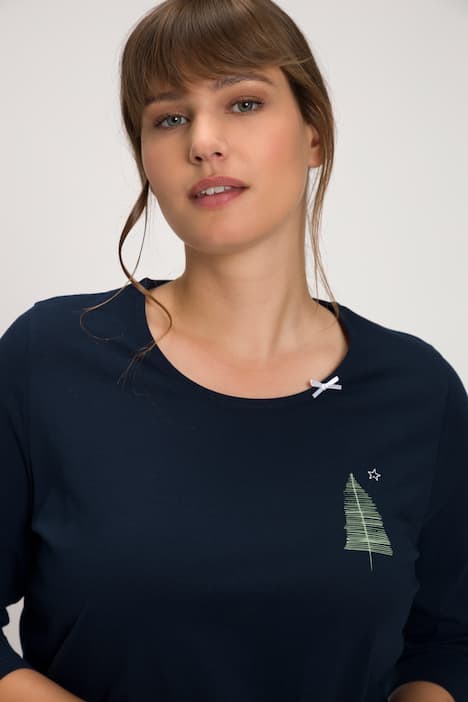 T-shirt de pyjama, Noël, col bateau, manches 3/4