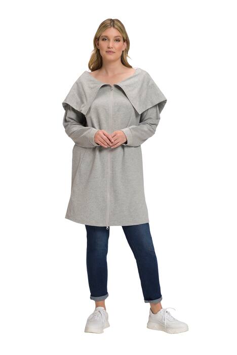 Mikina, velká kapuce, oversize, dvoucestný zip