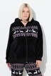 Homewear-Jacke, Norwegermuster, Kapuze, Plüsch
