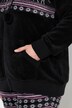 Homewear-Jacke, Norwegermuster, Kapuze, Plüsch