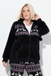 Homewear-Jacke, Norwegermuster, Kapuze, Plüsch