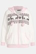 Homewear-Jacke, Norwegermuster, Kapuze, Plüsch