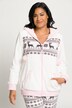 Homewear-Jacke, Norwegermuster, Kapuze, Plüsch