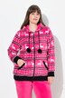 Nordic Stripe Print Zip Front Hooded Plush Lounge Jacket