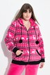 Nordic Stripe Print Zip Front Hooded Plush Lounge Jacket