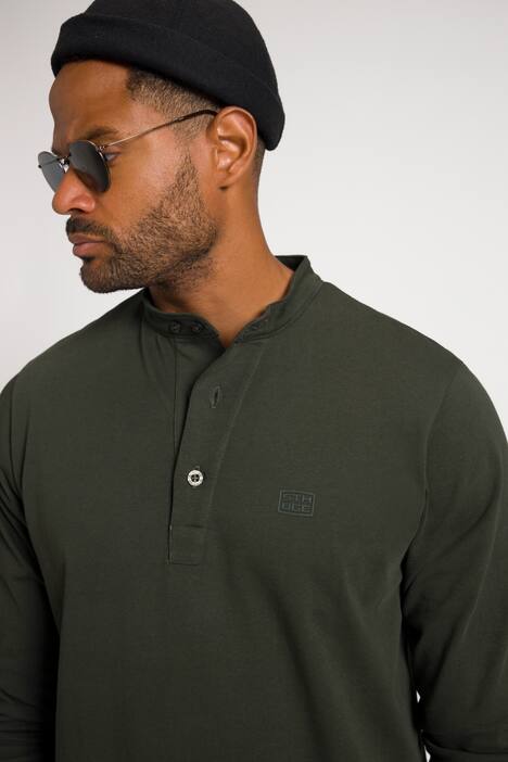 STHUGE henley, ronde hals, knopenlijst, lange mouwen, t/m 8 XL