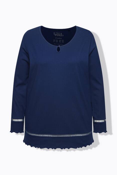 Pyjamas med hulsøm, bølgekanter, rund hals og lange ærmet