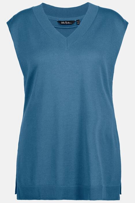 Pull sans manches, profond décolleté en V et fentes sur les côtés