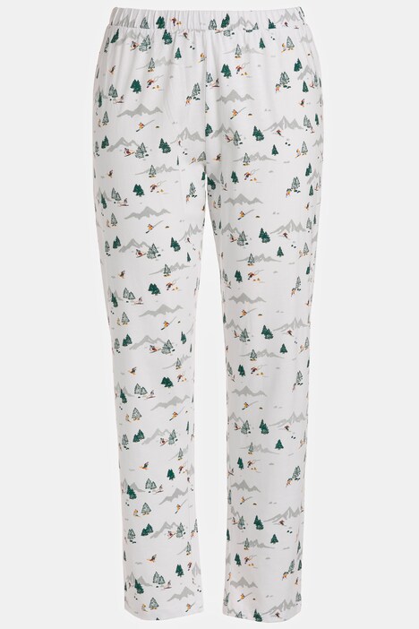 Pyjama, Schriftmotiv, Ski-Muster, Rundhals, 3/4-Arm