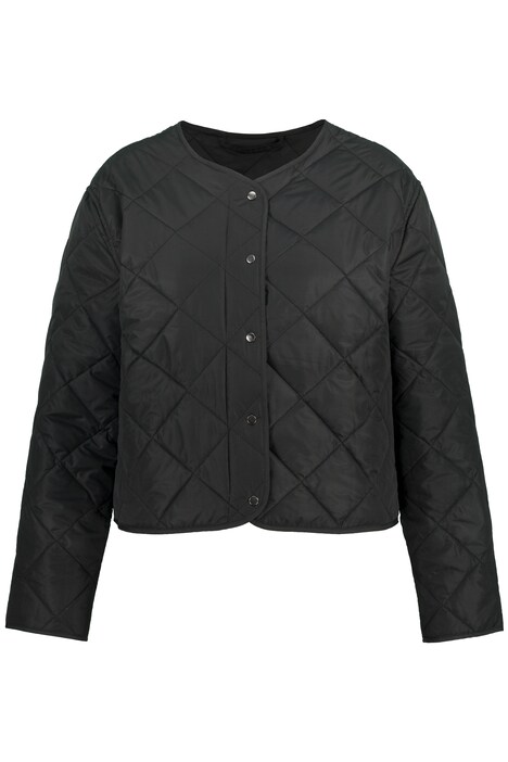 Bunda, diamantové prošívání, krátká, oversize, kulatý výstřih