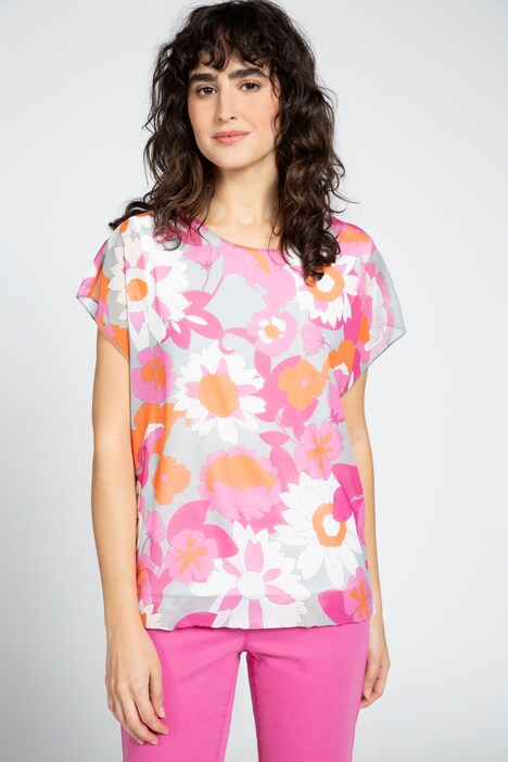 Bluse, doppellagig, Chiffon, blickdichtes Top
