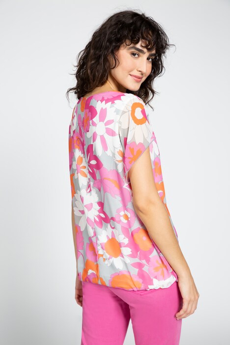 Bluse, doppellagig, Chiffon, blickdichtes Top