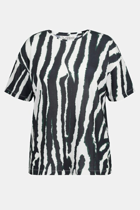 T-shirt, oversized, zebra print, ronde hals, korte mouwen
