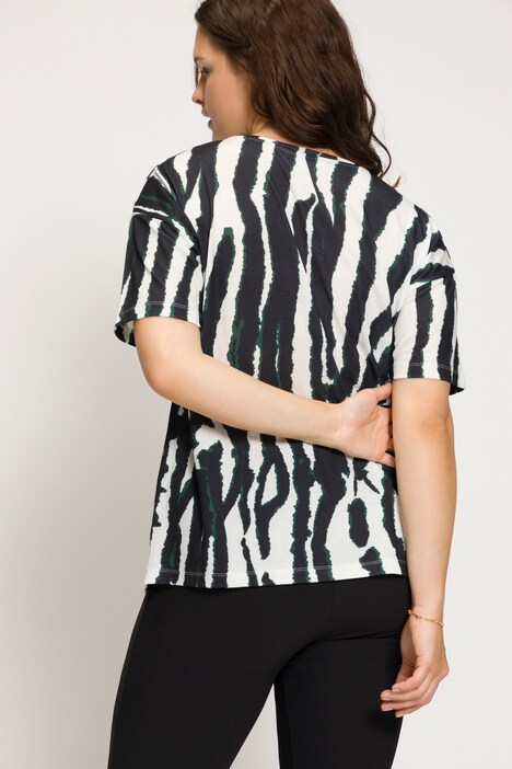T-shirt, oversized, zebra print, ronde hals, korte mouwen