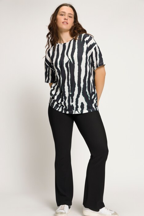 T-shirt, oversized, zebra print, ronde hals, korte mouwen