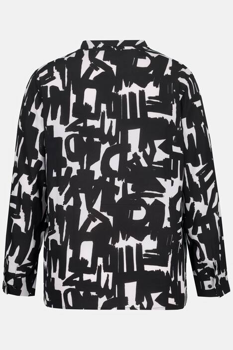 Bluse, grafisk print, skjortekrave, lange ærmer