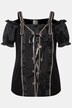 folklore blouse, rijgsluiting, kant, schoudervrij, korte mouwen