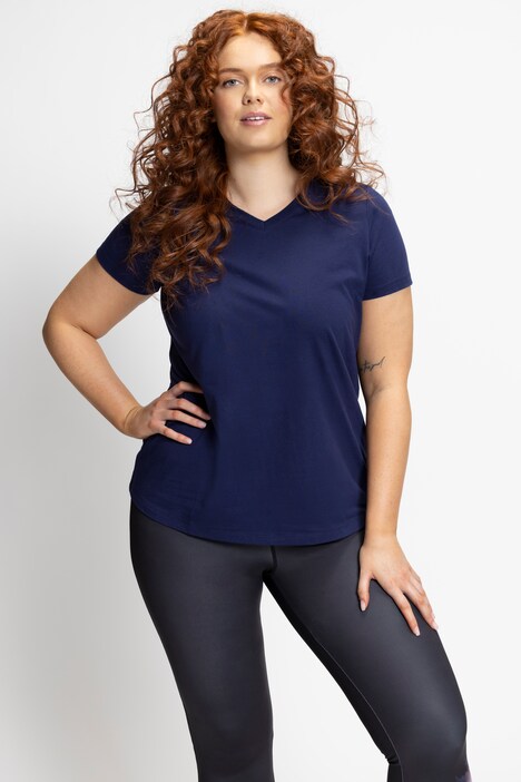 Maglia funzionale con scollo a V, mezze maniche e finissaggio antibatterico