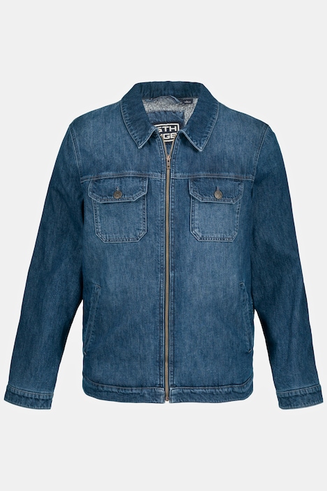 STHUGE Jeansjacke, Teddyfutter, Zipper, Langarm, bis 8 XL