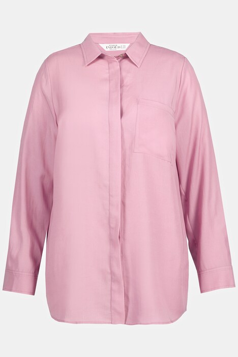 Blusa camisera, ajuste normal, cuello camisero, manga larga
