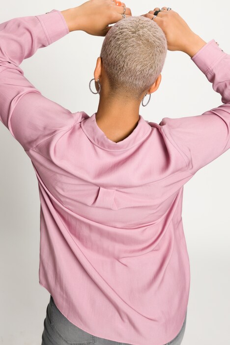Blusa camisera, ajuste normal, cuello camisero, manga larga