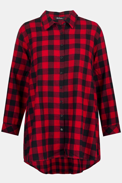 Bluse, Karomuster, A-Linie, Hemdkragen, Langarm